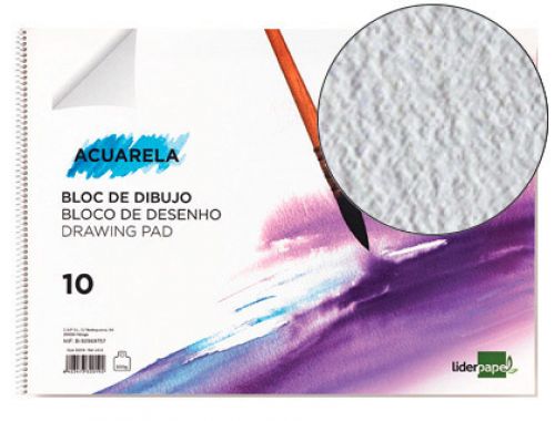 Bloco de desenho aguarela espiral a3 420x297mm 10 folhas , Liderpapel , 32019 , 8423473320192